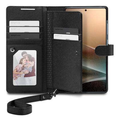Hoes voor Samsung Galaxy S25 Ultra S938, Spigen, Wallet S, Zwart ACS09124