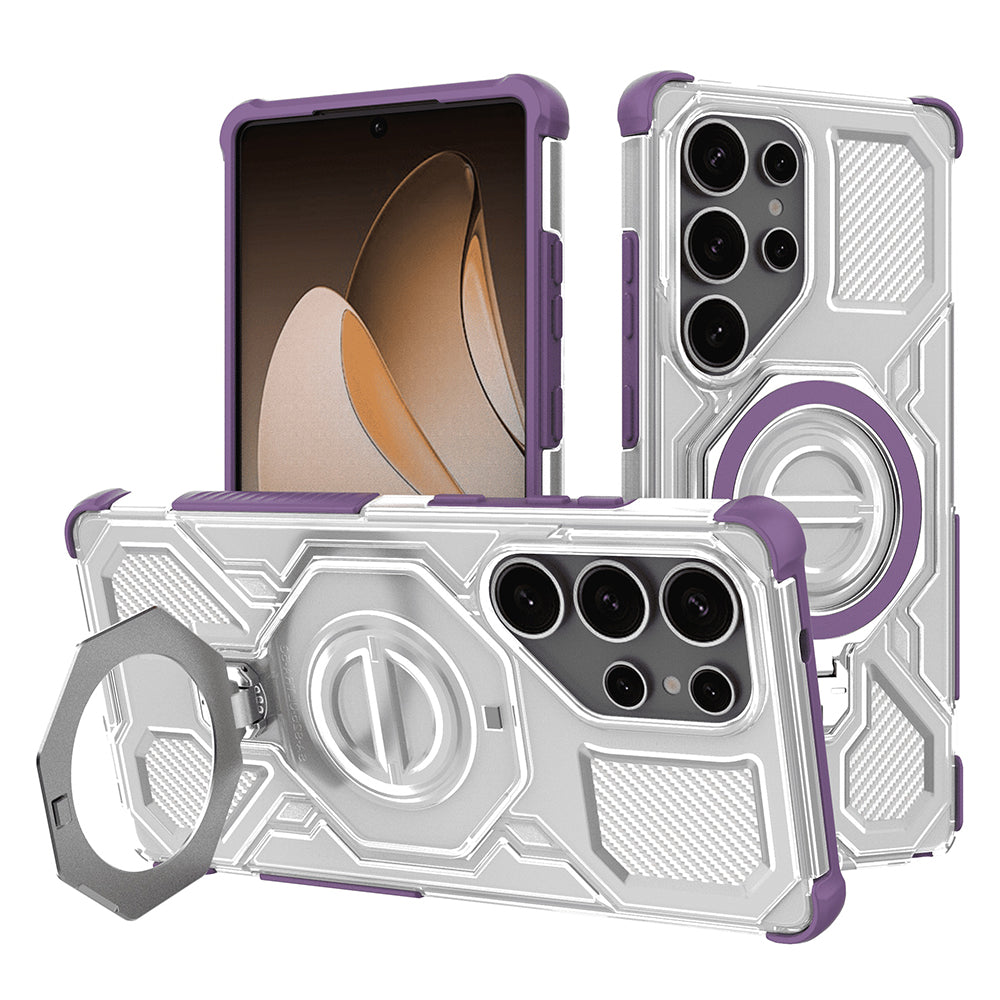 Hoes voor Samsung Galaxy S25 Ultra S938, Techsuit, Carbon Shield Pro, Paars