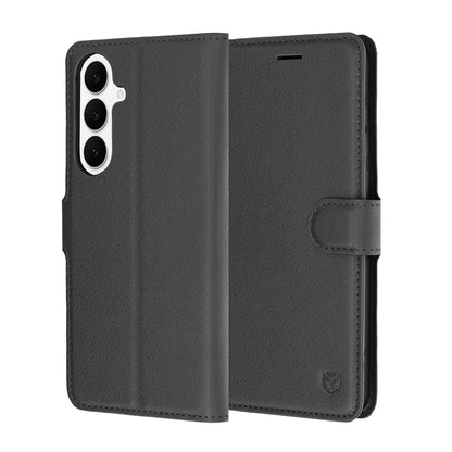 Hoes voor Samsung Galaxy S26 FE / S25 FE, Techsuit, Leather Folio, Zwart