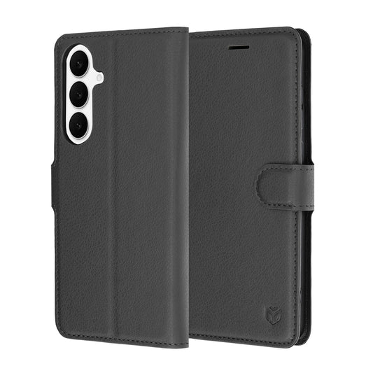 Hoes voor Samsung Galaxy S26 FE / S25 FE, Techsuit, Leather Folio, Zwart