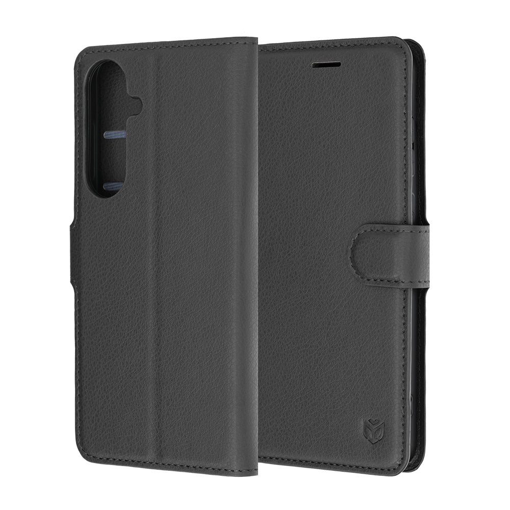 Hoes voor Samsung Galaxy S26 FE / S25 FE, Techsuit, Leather Folio, Zwart