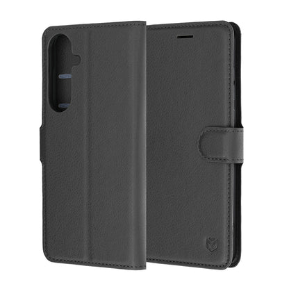 Hoes voor Samsung Galaxy S26 FE / S25 FE, Techsuit, Leather Folio, Zwart