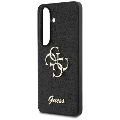 Case for Samsung Galaxy S26 S942, Guess, Fixed Glitter Big 4G Metal Frame, Black