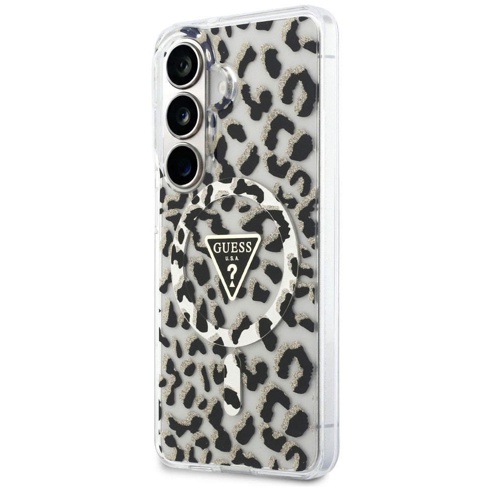 MagSafe hoesje voor Samsung Galaxy S26 S942, Guess, IML Leopard Pattern, Zwart