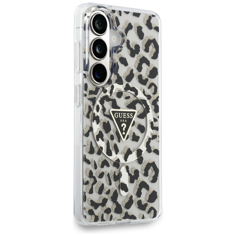 MagSafe hoesje voor Samsung Galaxy S26 S942, Guess, IML Leopard Pattern, Zwart
