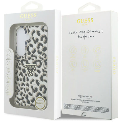 MagSafe hoesje voor Samsung Galaxy S26 S942, Guess, IML Leopard Pattern, Zwart