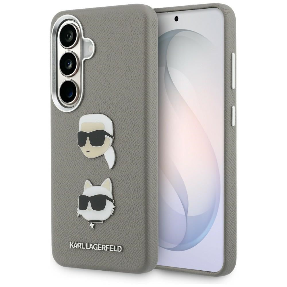 Hoes voor Samsung Galaxy S26 S942, Karl Lagerfeld, Saffiano Karl & Choupette's Head Pin, Gri