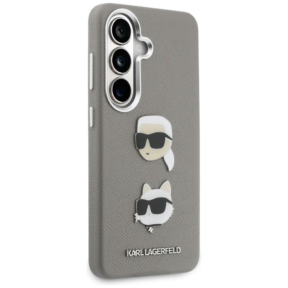 Hoes voor Samsung Galaxy S26 S942, Karl Lagerfeld, Saffiano Karl & Choupette's Head Pin, Gri