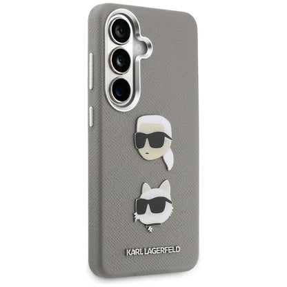 Hoes voor Samsung Galaxy S26 S942, Karl Lagerfeld, Saffiano Karl & Choupette's Head Pin, Gri