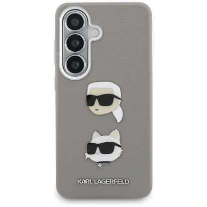 Hoes voor Samsung Galaxy S26 S942, Karl Lagerfeld, Saffiano Karl & Choupette's Head Pin, Gri