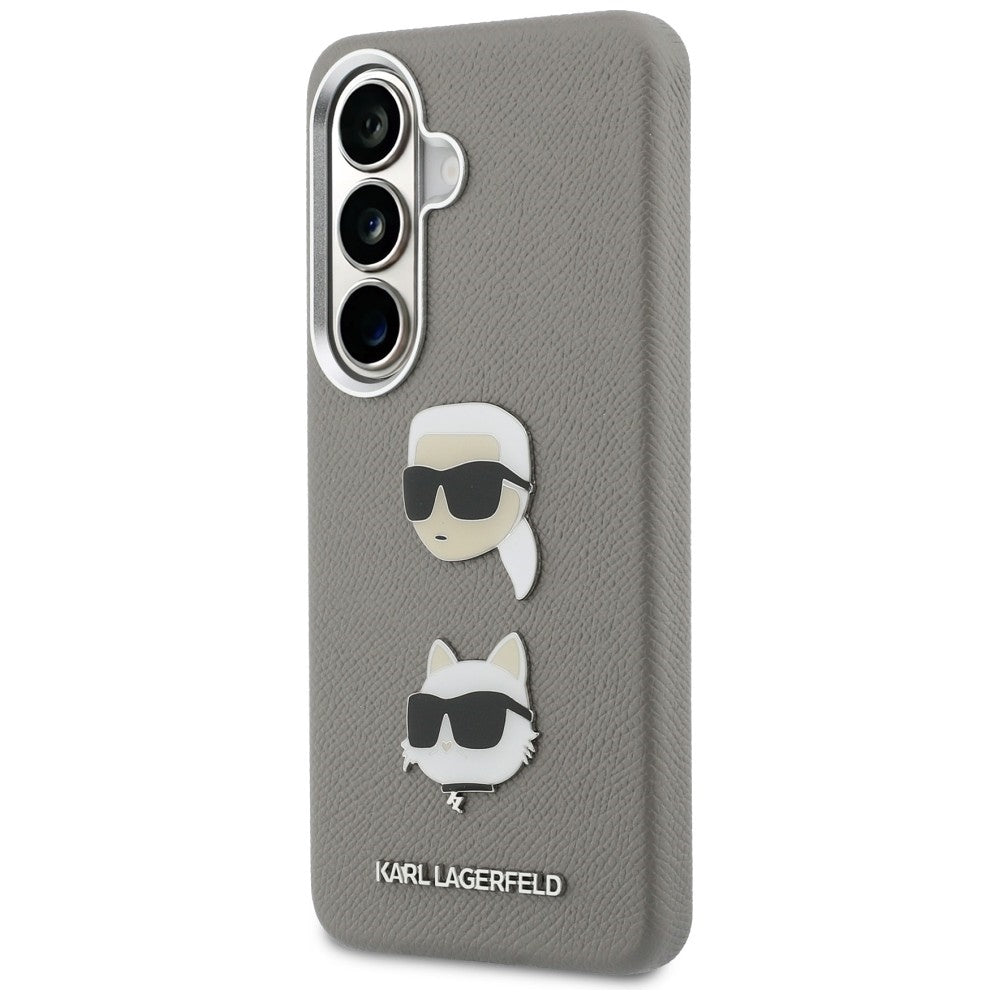 Hoes voor Samsung Galaxy S26 S942, Karl Lagerfeld, Saffiano Karl & Choupette's Head Pin, Gri