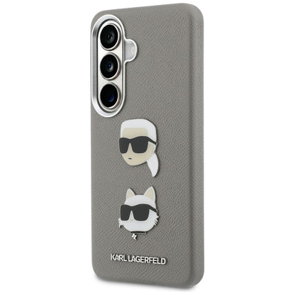 Hoes voor Samsung Galaxy S26 S942, Karl Lagerfeld, Saffiano Karl & Choupette's Head Pin, Gri