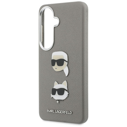 Hoes voor Samsung Galaxy S26 S942, Karl Lagerfeld, Saffiano Karl & Choupette's Head Pin, Gri