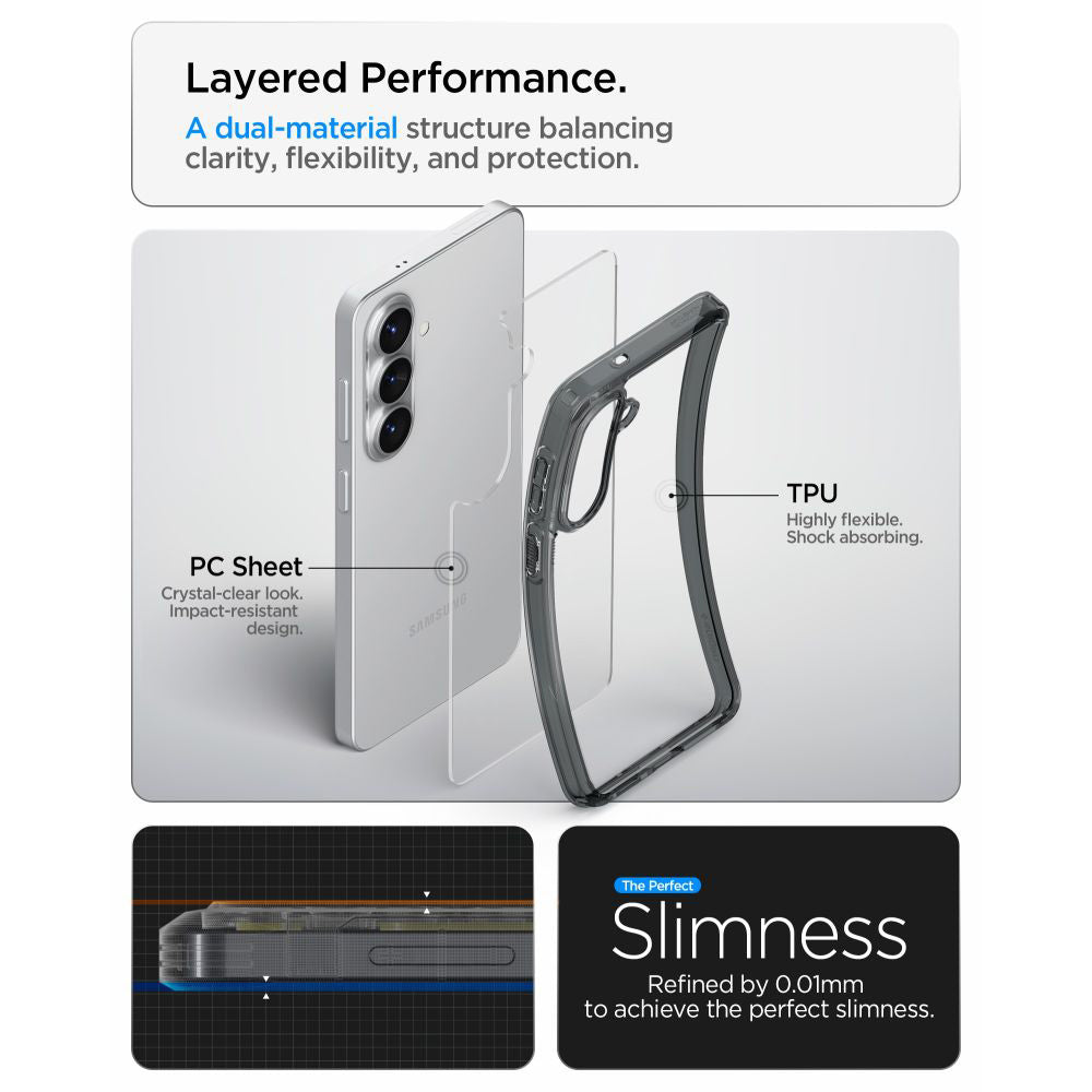 Hoes voor Samsung Galaxy S26 S942, Spigen, Ultra Hybrid, Rookkleurig ACS10733