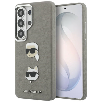 Hoes voor Samsung Galaxy S26 Ultra S948, Karl Lagerfeld, Saffiano Karl & Choupette's Head Pin, Gri
