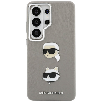 Hoes voor Samsung Galaxy S26 Ultra S948, Karl Lagerfeld, Saffiano Karl & Choupette's Head Pin, Gri