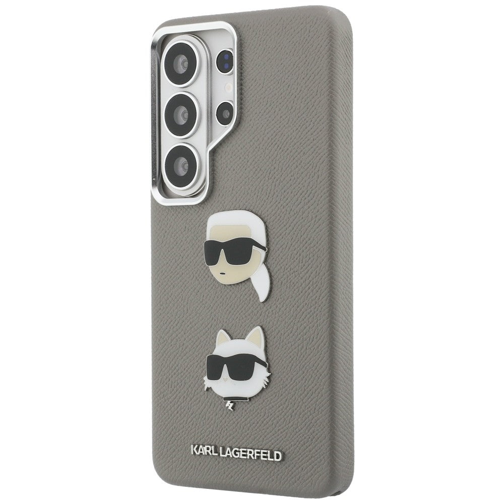 Hoes voor Samsung Galaxy S26 Ultra S948, Karl Lagerfeld, Saffiano Karl & Choupette's Head Pin, Gri