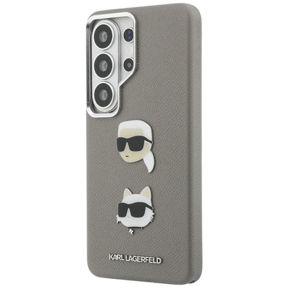 Hoes voor Samsung Galaxy S26 Ultra S948, Karl Lagerfeld, Saffiano Karl & Choupette's Head Pin, Gri