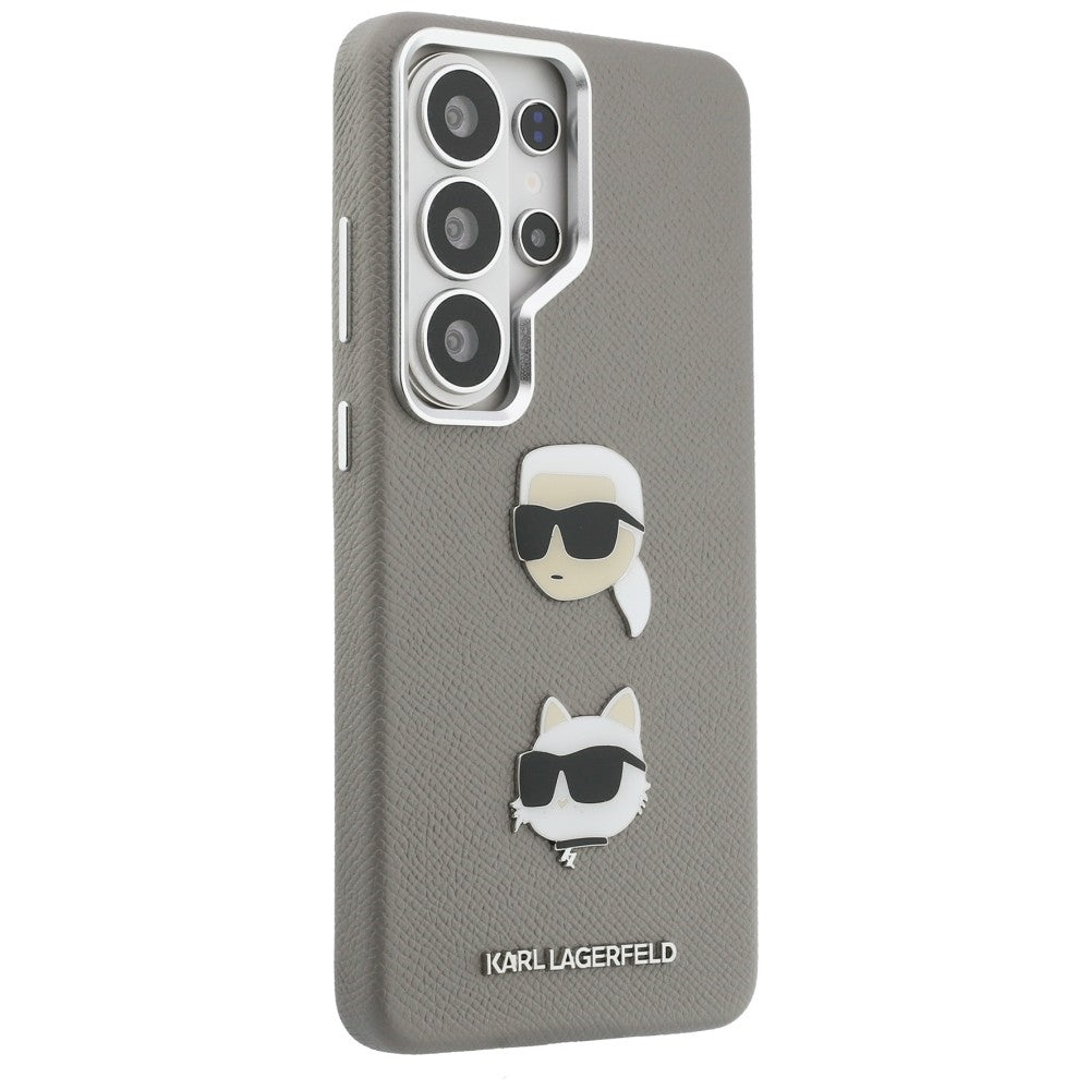 Hoes voor Samsung Galaxy S26 Ultra S948, Karl Lagerfeld, Saffiano Karl & Choupette's Head Pin, Gri