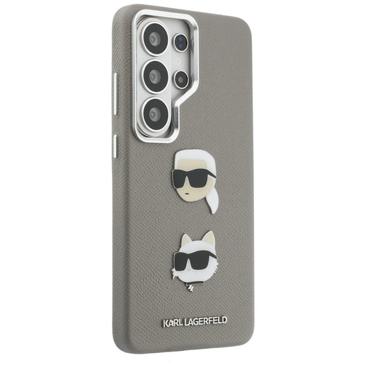 Hoes voor Samsung Galaxy S26 Ultra S948, Karl Lagerfeld, Saffiano Karl & Choupette's Head Pin, Gri