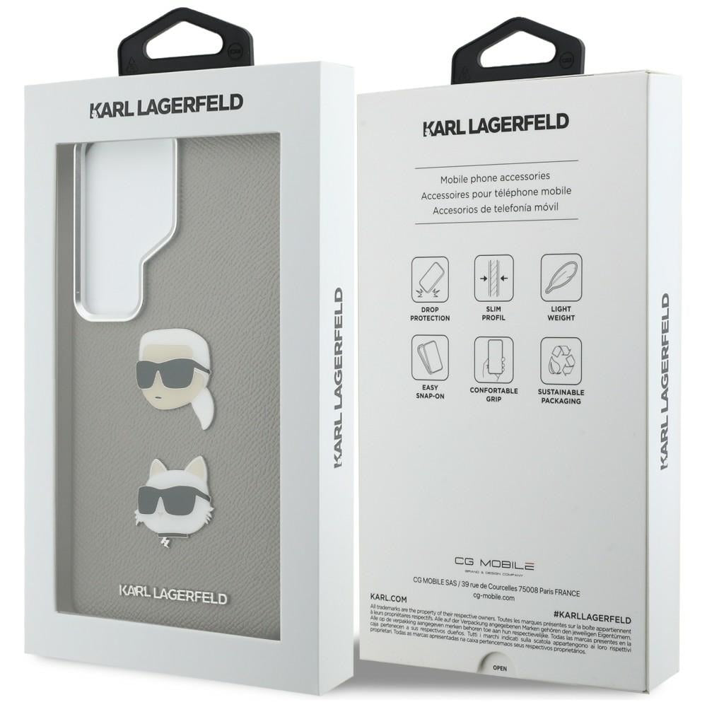 Hoes voor Samsung Galaxy S26 Ultra S948, Karl Lagerfeld, Saffiano Karl & Choupette's Head Pin, Gri
