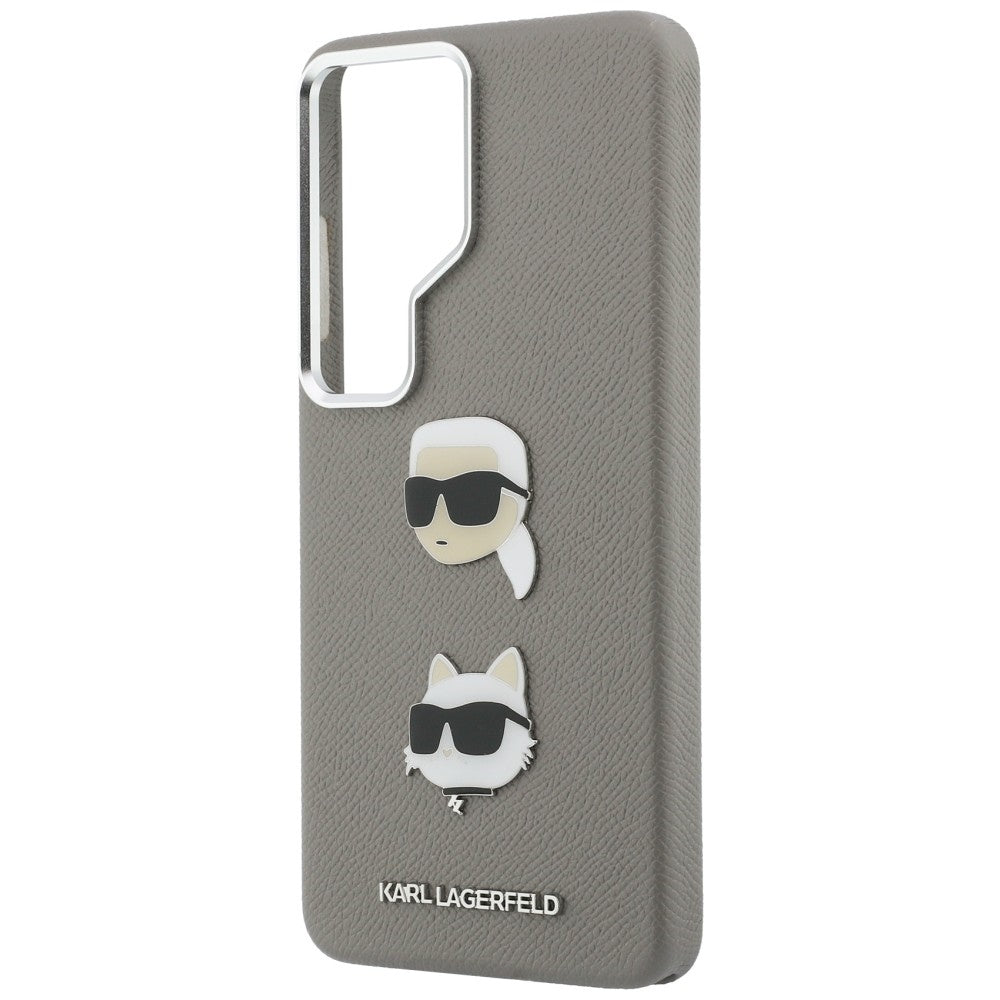 Hoes voor Samsung Galaxy S26 Ultra S948, Karl Lagerfeld, Saffiano Karl & Choupette's Head Pin, Gri
