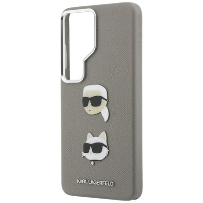 Hoes voor Samsung Galaxy S26 Ultra S948, Karl Lagerfeld, Saffiano Karl & Choupette's Head Pin, Gri