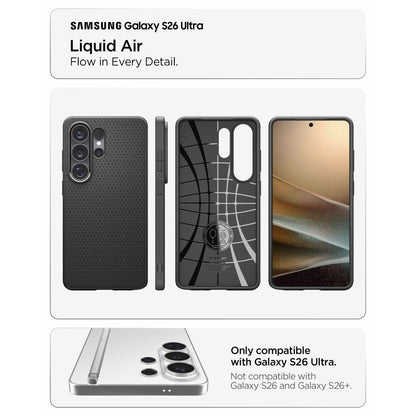 Hoes voor Samsung Galaxy S26 Ultra S948, Spigen, Liquid Air, Matzwart ACS10670