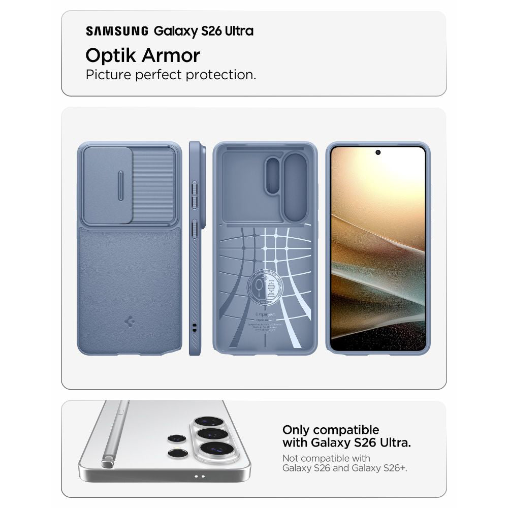 Hoes voor Samsung Galaxy S26 Ultra S948, Spigen, Optik Armor, Blauw ACS11226
