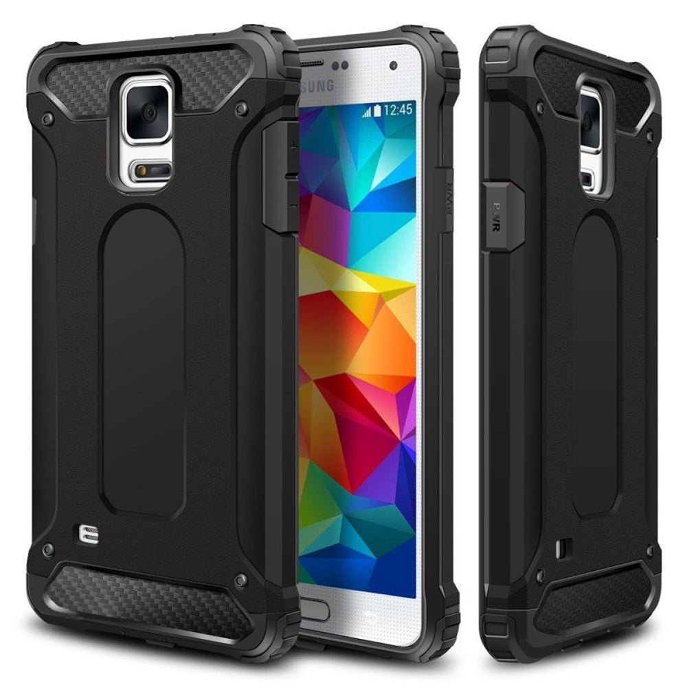 Hoes voor Samsung Galaxy S5 G900, Techsuit, Hybrid Armor, Zwart