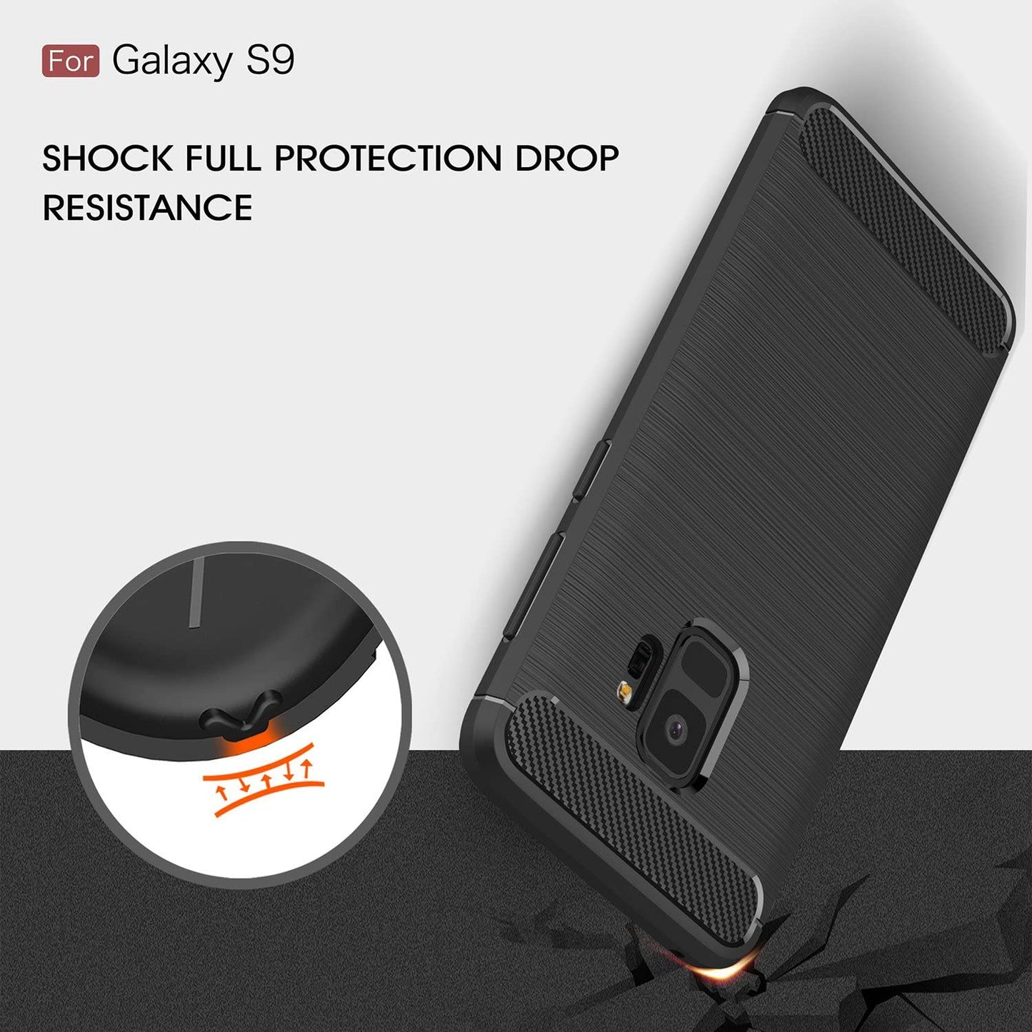 Hoes voor Samsung Galaxy S9 G960, Techsuit, Carbon, Zwart