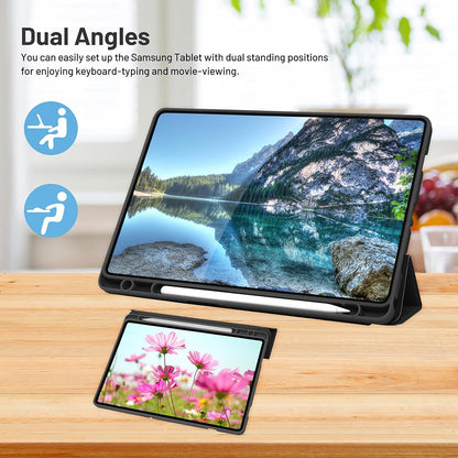 Hoes voor Samsung Galaxy Tab A9+, Techsuit, Flex Trifold, Zwart