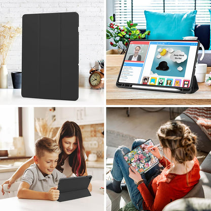 Hoes voor Samsung Galaxy Tab A9+, Techsuit, Flex Trifold, Zwart