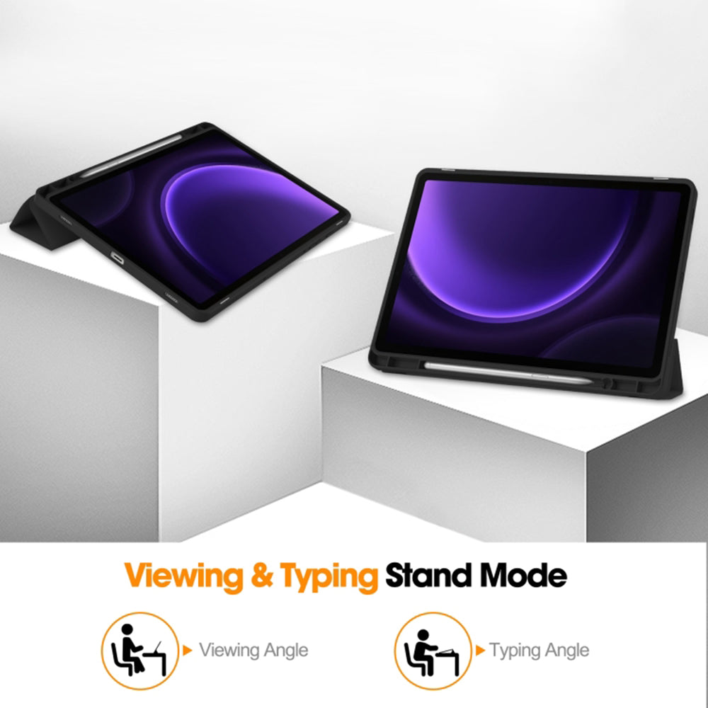 Hoes voor Samsung Galaxy Tab S10 FE / Tab S9 FE / Tab S9, Techsuit, Flex Trifold, Zwart