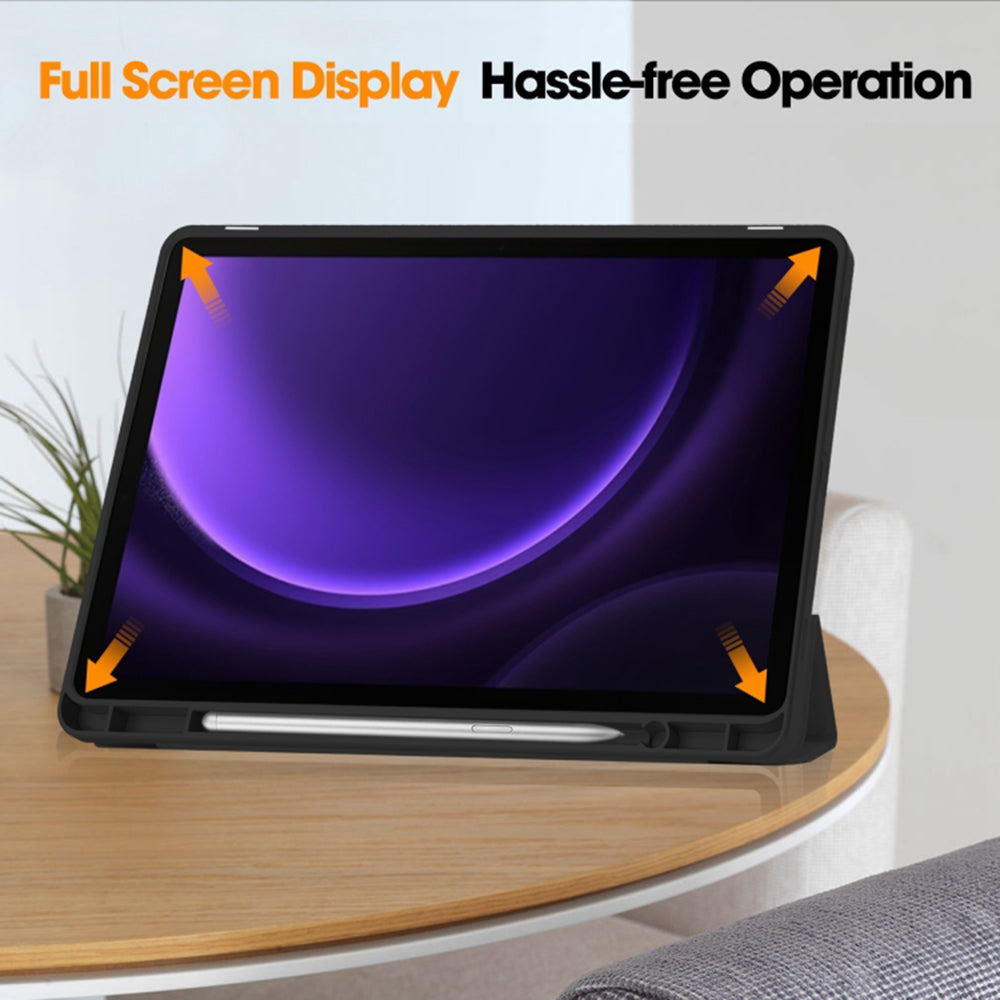 Hoes voor Samsung Galaxy Tab S10 FE / Tab S9 FE / Tab S9, Techsuit, Flex Trifold, Zwart
