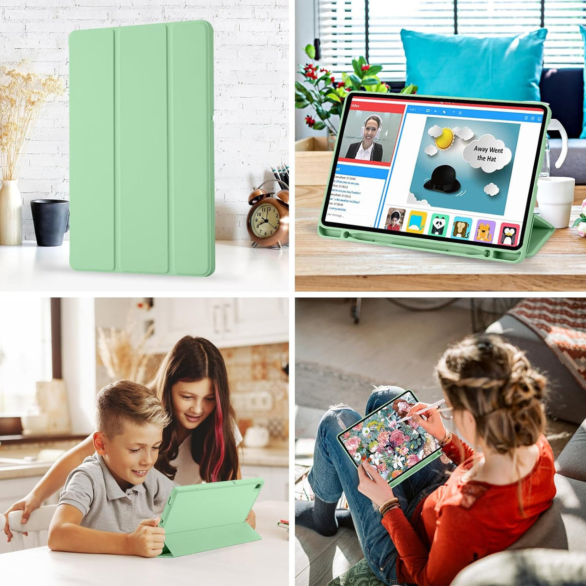 Hoes voor Samsung Galaxy Tab S6 Lite (2024) / Tab S6 Lite (2022) / Tab S6 Lite (2020), Techsuit, Flex Trifold, Matcha Groen