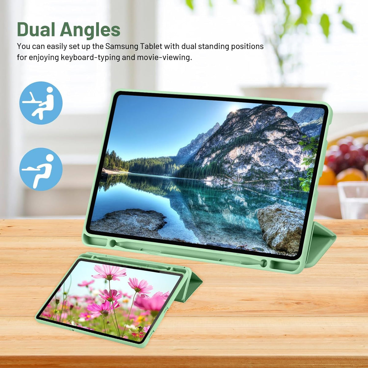 Hoes voor Samsung Galaxy Tab S6 Lite (2024) / Tab S6 Lite (2022) / Tab S6 Lite (2020), Techsuit, Flex Trifold, Matcha Groen