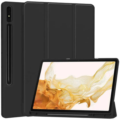 Hoes voor Samsung Galaxy Tab S8+ / Tab S7+, Techsuit, Flex Trifold, Zwart
