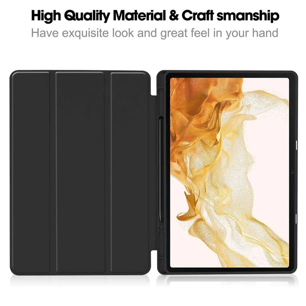 Hoes voor Samsung Galaxy Tab S8+ / Tab S7+, Techsuit, Flex Trifold, Zwart