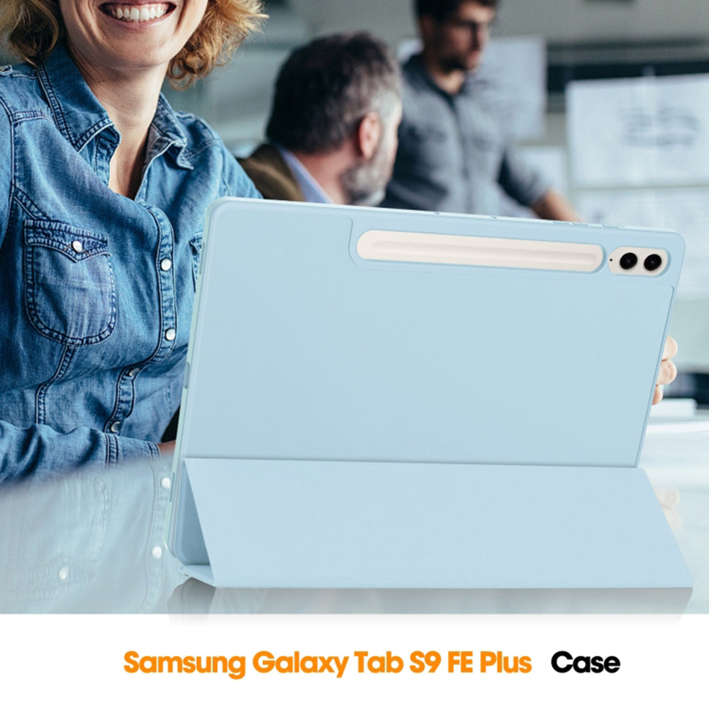 Hoes voor Samsung Galaxy Tab S9 FE+, Techsuit, Flex Trifold, Blauw
