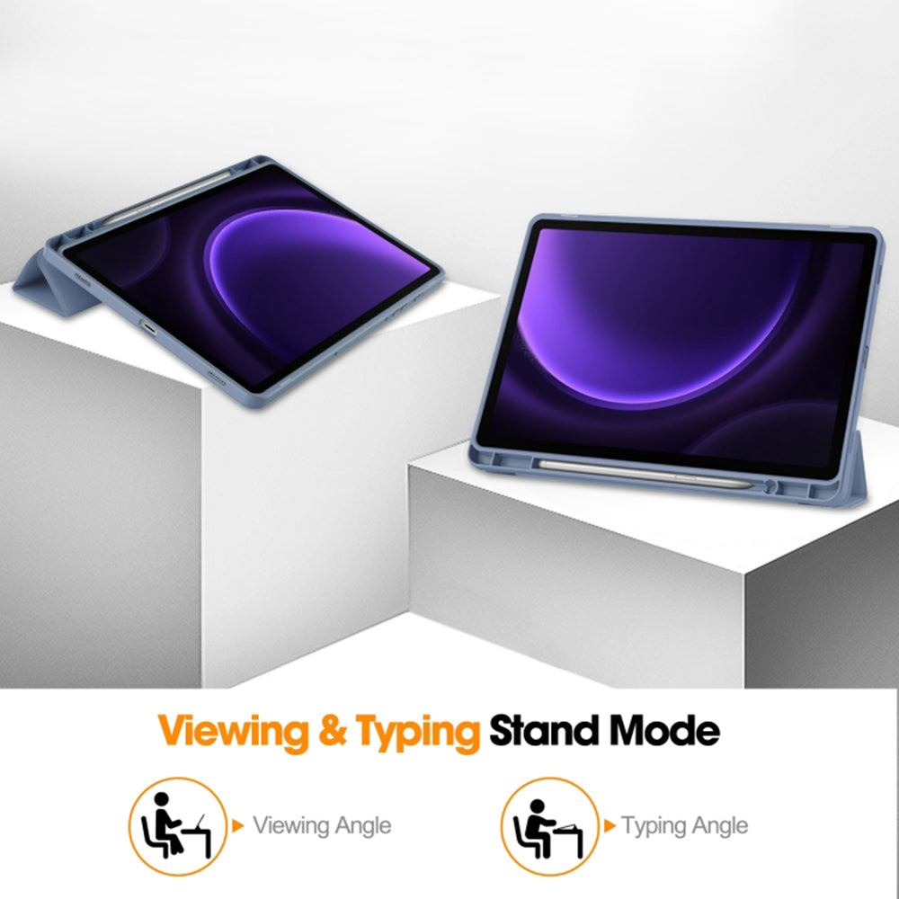 Hoes voor Samsung Galaxy Tab S9 FE / Tab S9 / Tab S10 FE, Techsuit, Flex Trifold, Paars