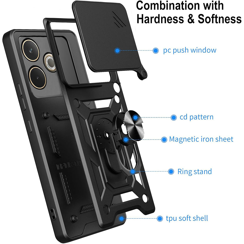 Hoes voor Samsung Galaxy XCover7 Pro, Techsuit, CamShield, Zwart