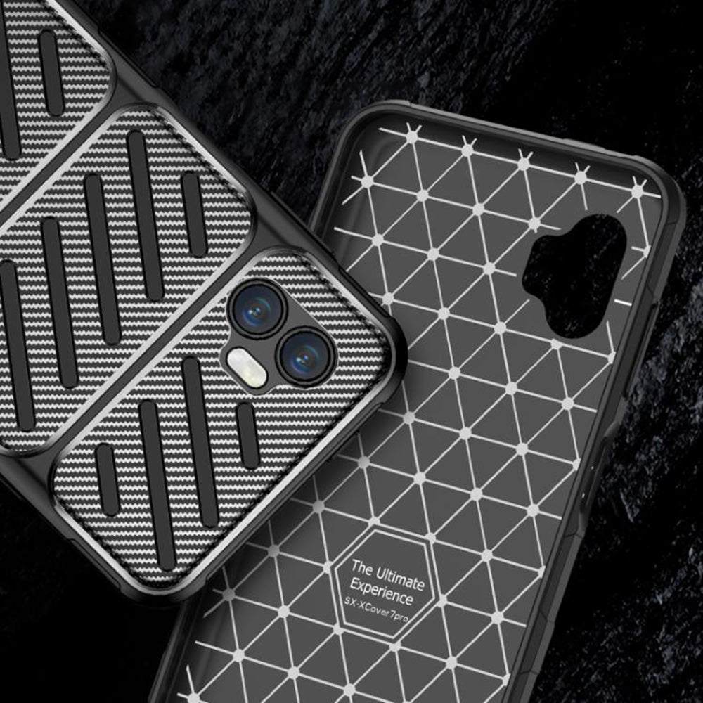 Case for Samsung Galaxy XCover7 Pro, Techsuit, CarbonFiber, Black