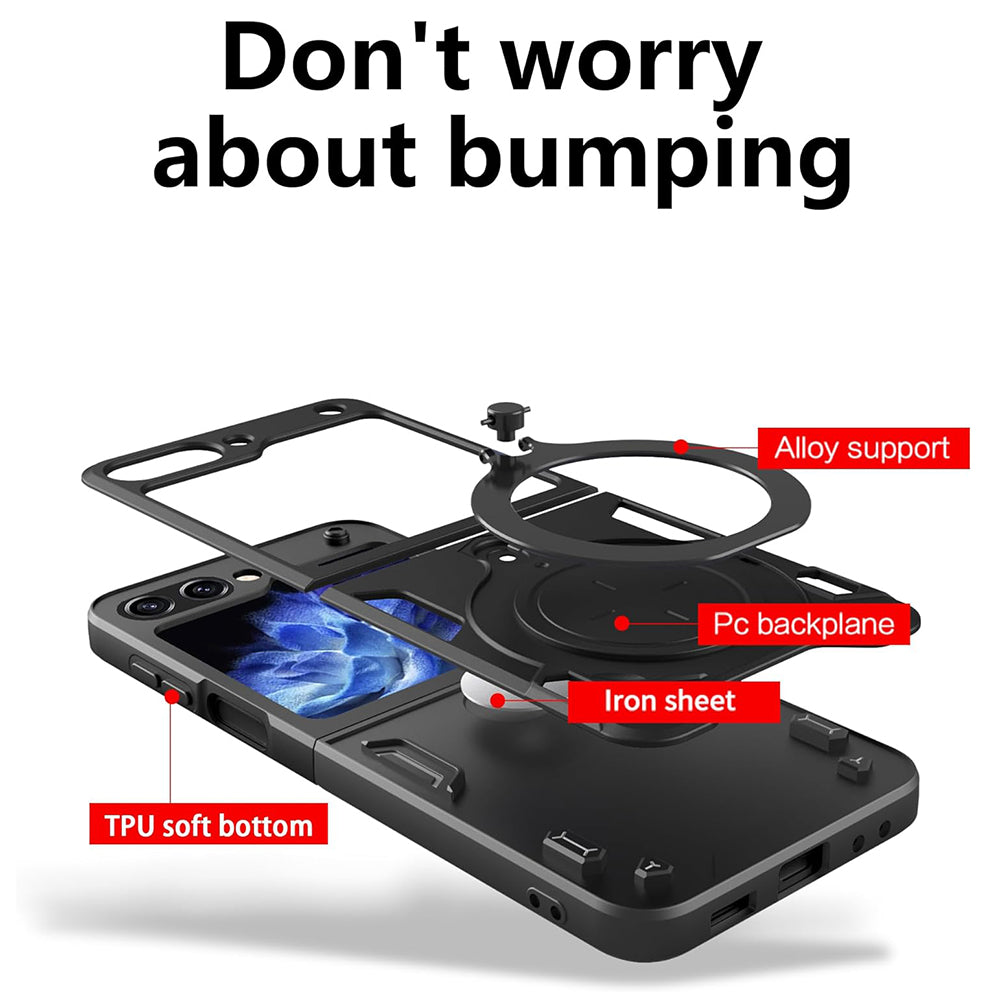 Hoes voor Samsung Galaxy Z Flip5 F731, Techsuit, CamGuard Pro, Zwart