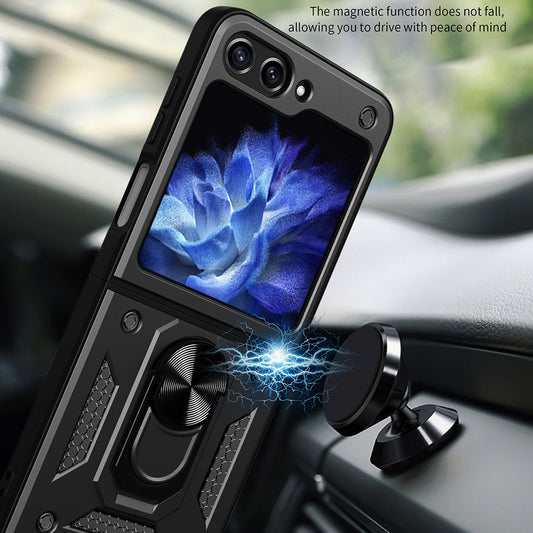 Hoes voor Samsung Galaxy Z Flip5 F731, Techsuit, CamShield, Zwart