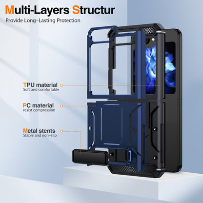Hoes voor Samsung Galaxy Z Flip5 F731, Techsuit, Hybrid Armor Kickstand, Blauw
