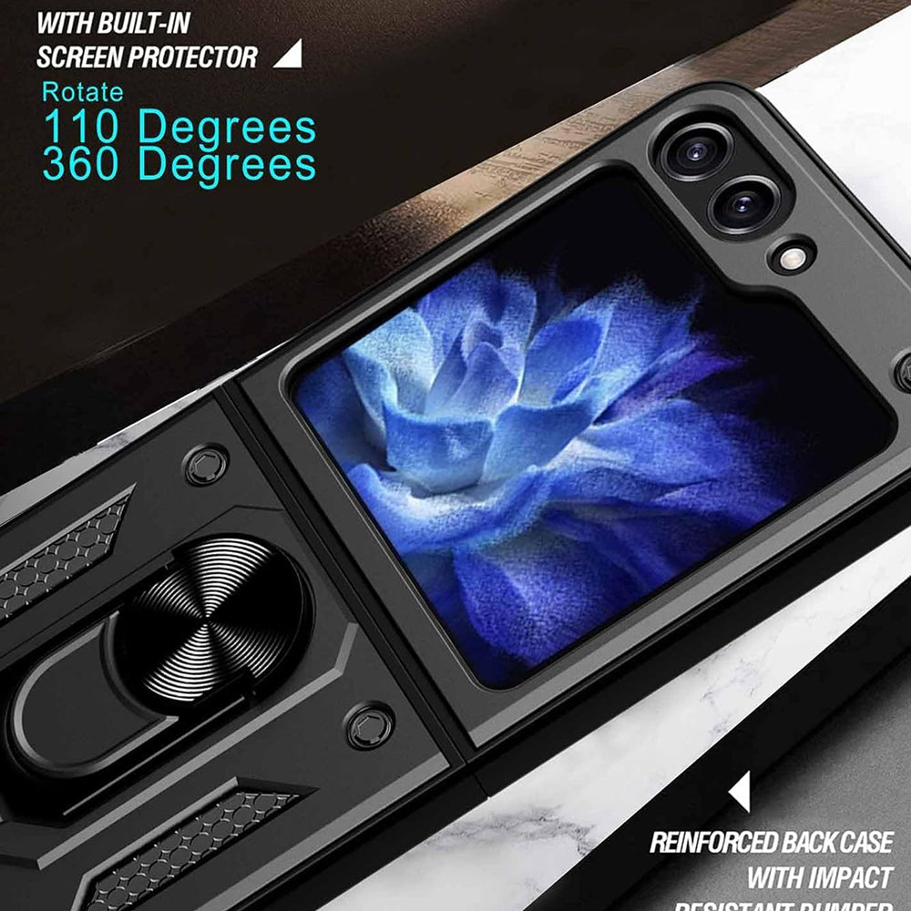 Hoes voor Samsung Galaxy Z Flip7 FE F761 / Z Flip6 F741, Techsuit, CamShield, Zwart