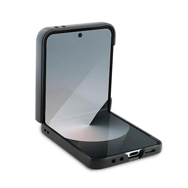 Hoes voor Samsung Galaxy Z Flip7 FE F761 / Z Flip6 F741, Karl Lagerfeld, Saffiano Karl & Choupette Metal, Zwart