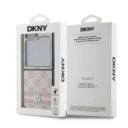 Hoes voor Samsung Galaxy Z Flip7 FE F761 / Z Flip6 F741, DKNY, Geruit Patroon Gedrukte Strepen, Roze