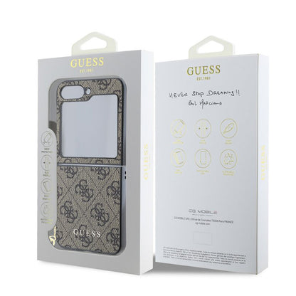 Hoes voor Samsung Galaxy Z Flip7 FE F761 / Z Flip6 F741, Guess, 4G Charm, Bruin